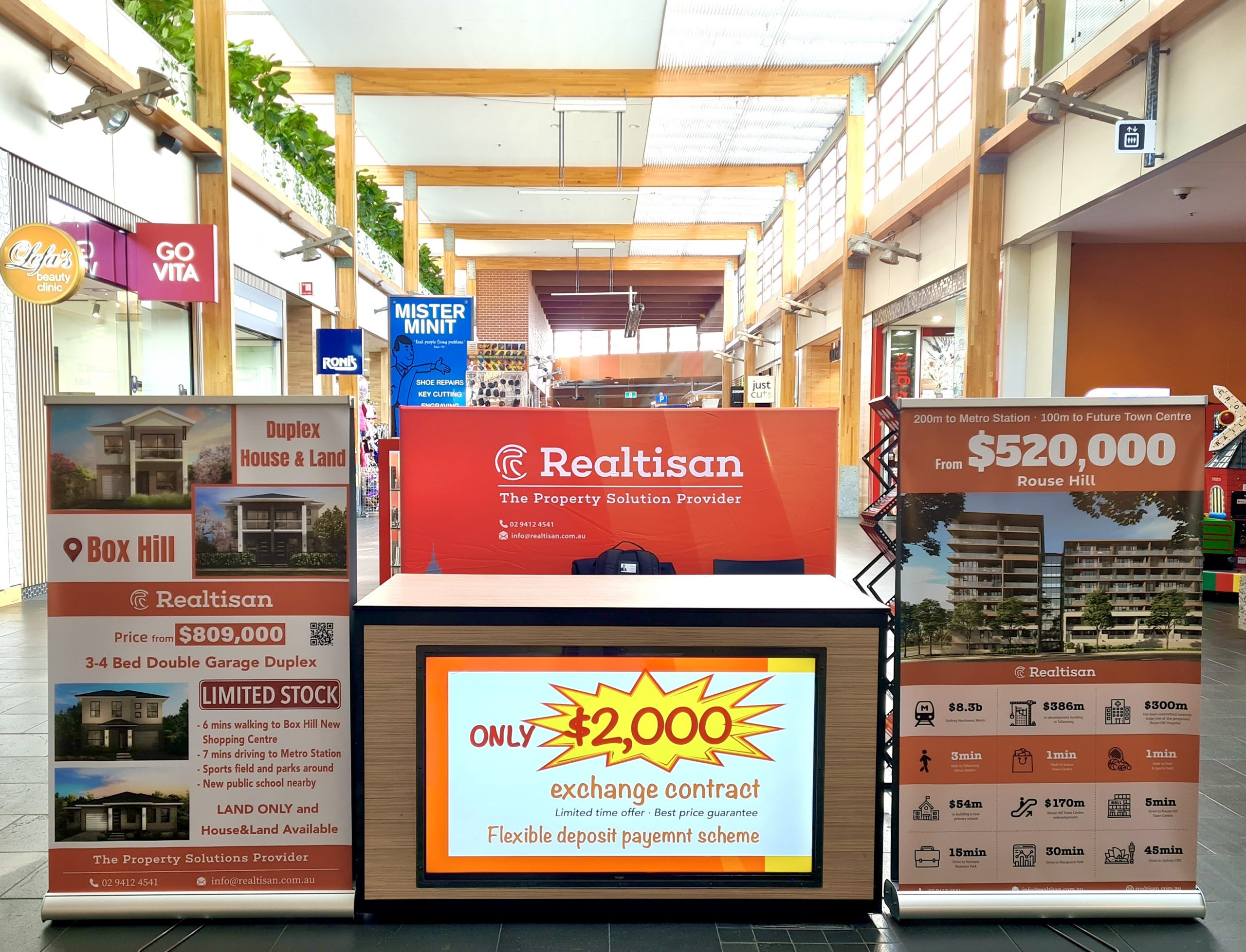 Realtisan Sales Team Hosting Pop-up in Carlingford Central, Rouse Hill Town Centre, and Bankstown Central